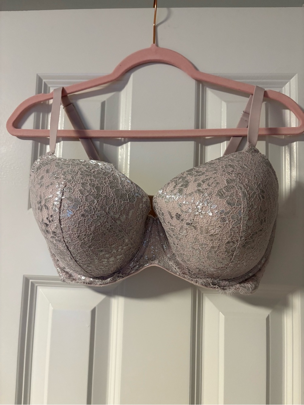 Victoria’s Secret Dream Angels Lined Demi Bra 36DDD Metallic Lace